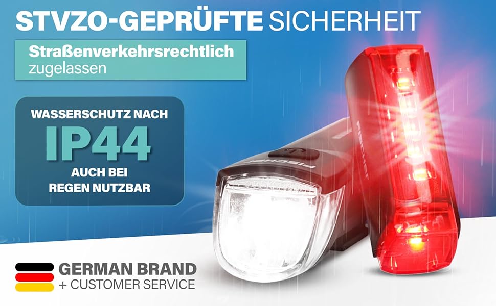 Велосипедний ліхтар FISCHER Twin Set: 360° підсвічування, LED, 30 Lux, USB-C, акумуляторний, для передньої та задньої частини велосипеда