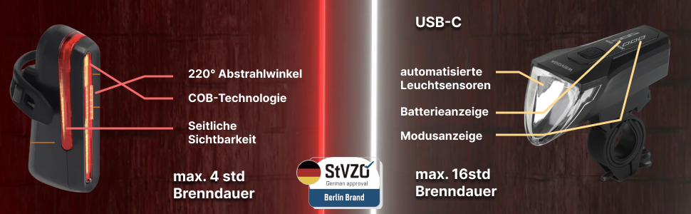 Велофара ADDVIEW Starlight – комплект фар із сертифікацією StVZO, 70 Lux LED, USB-C, акумулятор, IP65, 170м, авто-режим, датчик руху, велоосвітлення