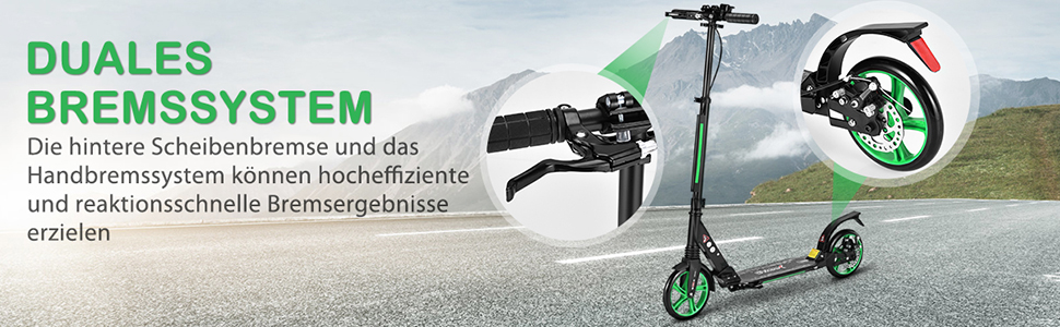 COSTWAY Розкладний самокат для дітей та дорослих, зелений, з дзвіночком та підставкою, до 100 кг