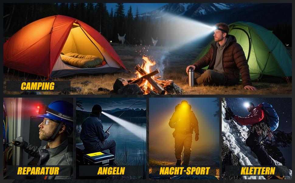 LED налобний ліхтар налобний ліхтар, перезаряжається, 9 LED, 1500mAh, кут нахилу 45°, 4 режими світла з датчиком руху, червоне світло, водонепроникний IPX4, для бігу вночі, піших прогулянок, кемпінгу, риболовлі, чорний