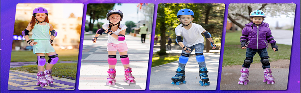 Дитячі ролики Nattork, ролики для дівчаток та хлопчиків, регульовані, 4 розміри, S (27-31 EU), фіолетовий