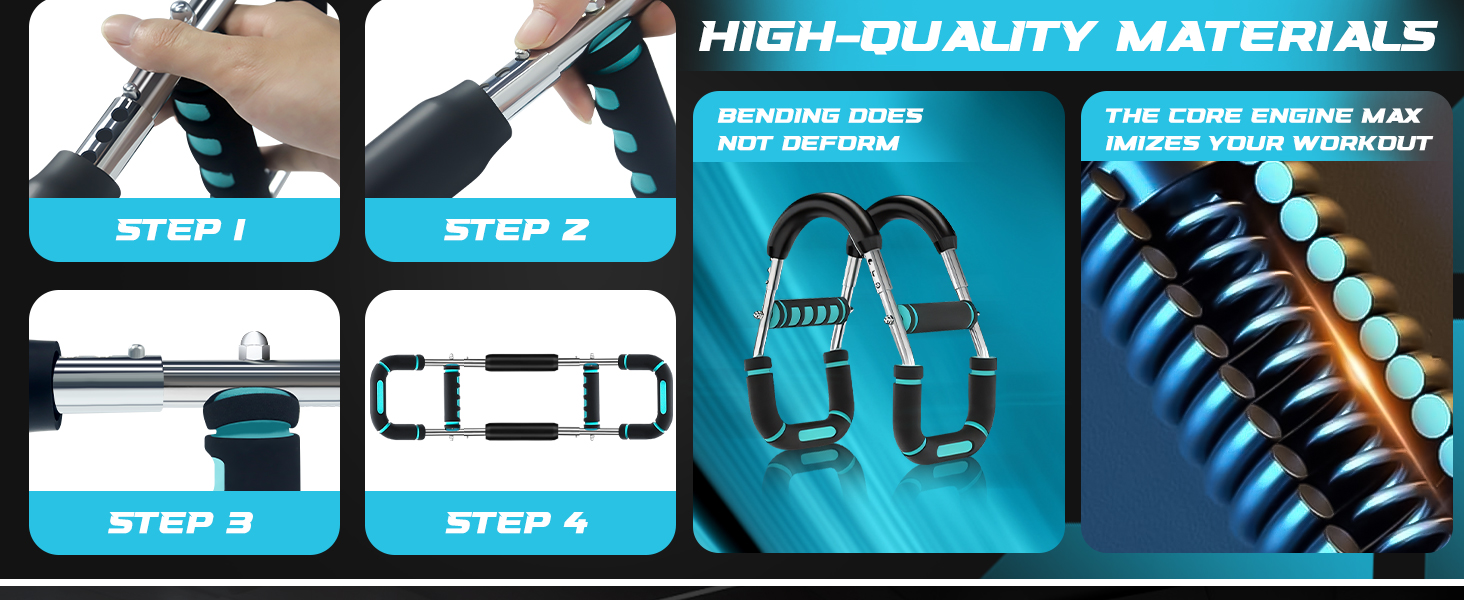 Тренування рук Twister з 6 рівнями (30-50 кг/30-150 lbs), портативний тренажер для грудних м'язів зі знімним дизайном - тренажер для грудей чоловіків для дому, офісу та подорожей, червоний 30-100 lbs, 4Spring (синій 40-100 lbs)