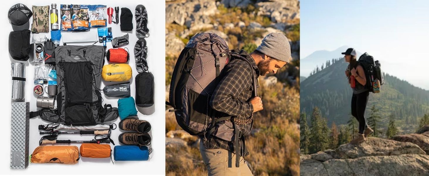 Рюкзак Naturehike 60 л з внутрішнім каркасом, водонепроникний для походів і кемпінгу з дощовиком
