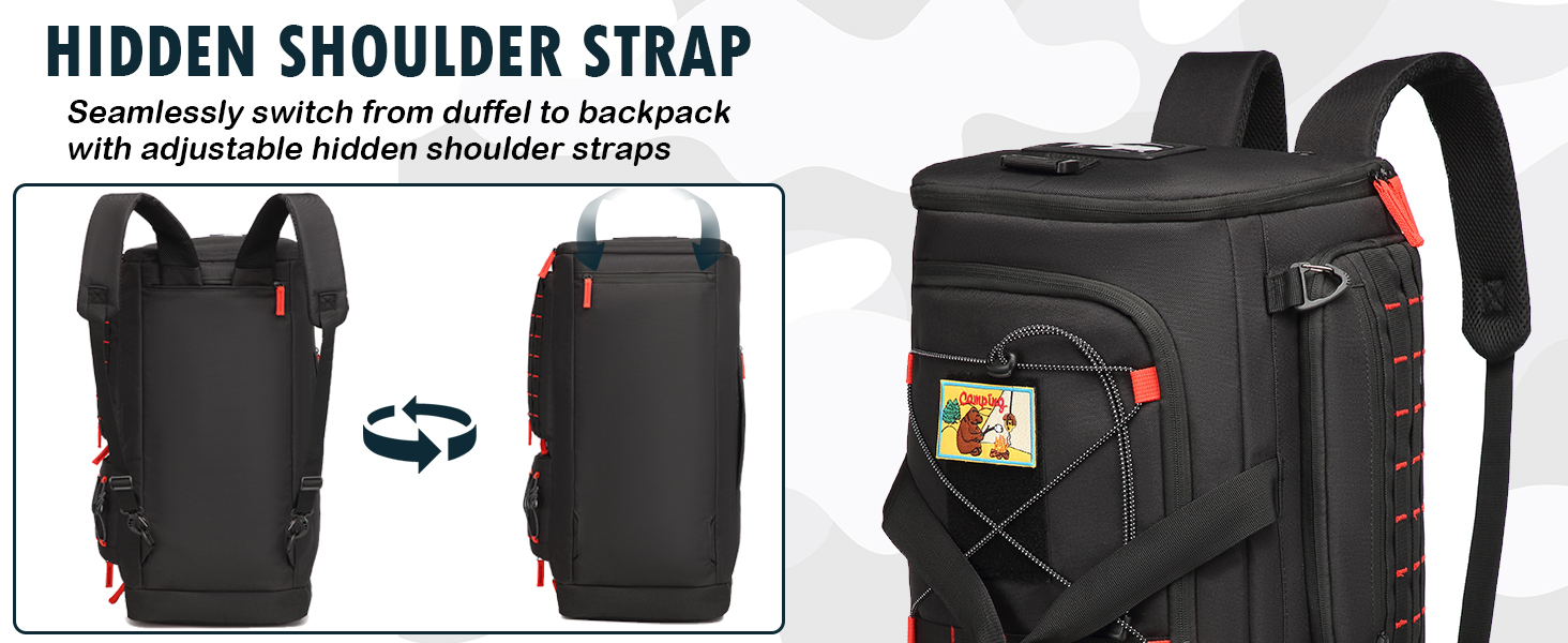 Спортивна сумка 50L для чоловіків 3-в-1 з відділенням для мокрого одягу та взуття, рюкзак, дорожня сумка, валіза ручної поклажі, для тренувань, залу, плавання, подорожей (чорний)