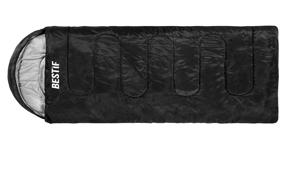 Сплячий мішок BESTIF для кемпінгу та відпочинку на природі: літній, водонепроникний, ультралегкий, компактний, 210x75 см, чорний