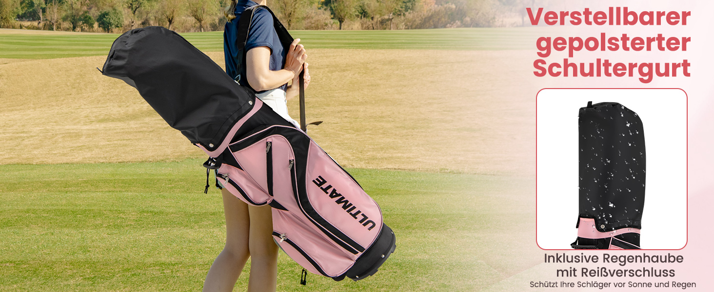 Комплект жіночих гольф-клуів COSTWAY, 9-ти частинний, для правшів з чохлом від дощу, включає драйвер, фейрвей, гібрид, залізи та паттер (чорний)