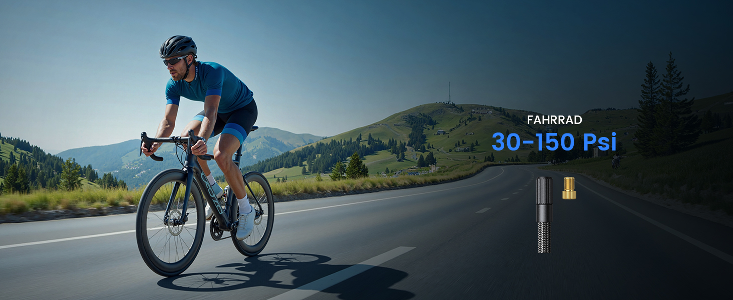 Електричний насос Lamicall для велосипедів, авто, мотоциклів та м'ячів з LED-підсвічуванням - 150 PSI, 5x швидше