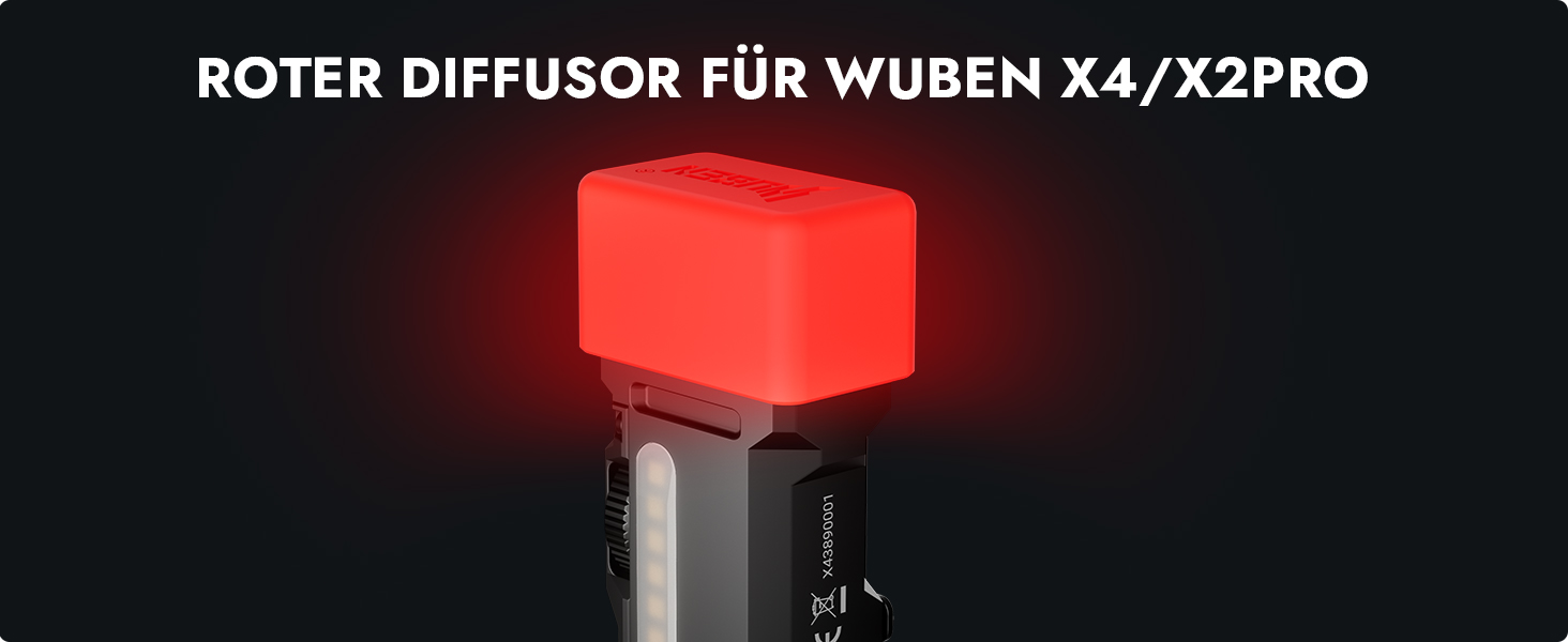 WUBEN X4 Mini LED ліхтарик з RGB підсвічуванням, 1500 люменів, IP68, тактичний ліхтарик для кемпінгу та надзвичайних ситуацій (червоний)