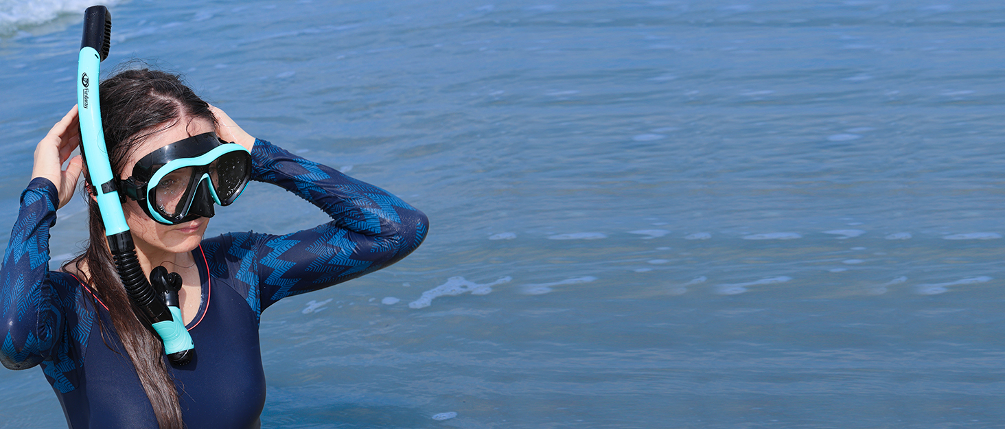 Набір для снорклінгу Findway для дорослих: маска, трубка, чорний/червоний