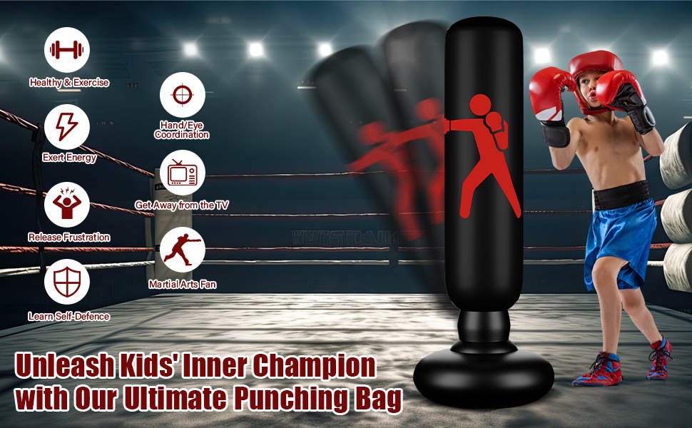Надувний боксерський мішок Yuehuamech, самостійна підставка, для кікбоксингу, карате, тхеквондо, ММА, бодібілдингу