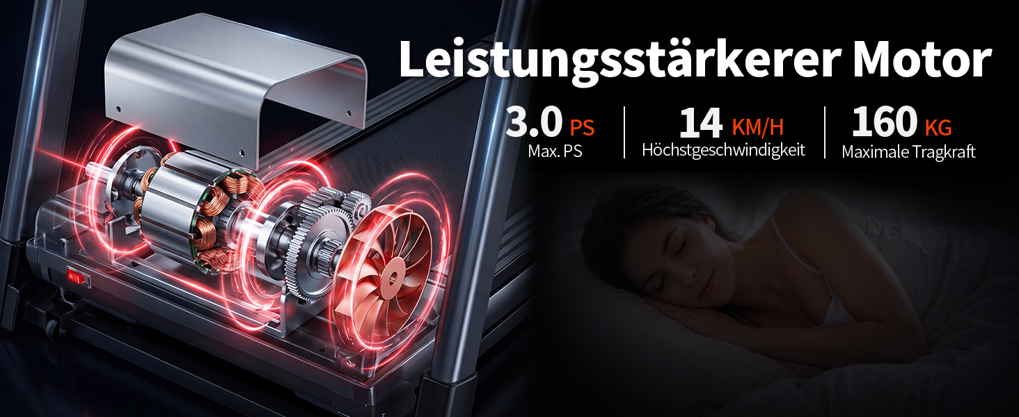 Бігова доріжка для дому складана з автоматичним нахилом 15%, Walking Pad 14 км/год, 3.0 к.с., 12 програм тренувань, фітнес-додаток, макс. навантаження 160 кг, чорна
