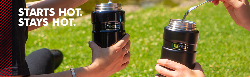 Термос STAINLESS KING для їжі чорний матовий 0,47л - нержавіюча сталь, абсолютно герметичний, зберігає їжу гарячою 9 годин та холодною 14 годин, з відкидним ложкою, без BPA (Midnight Blue Polished, 0,71 л)