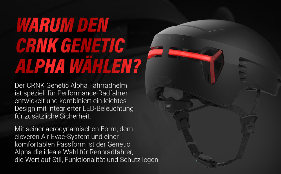 CRNK Genetic Alpha велосипедний шолом з LED, ультралегкий аеродинамічний шолом для шосейного велосипеда, чоловічий та жіночий, магнітна застібка, ідеальна посадка, захист EPS+PC