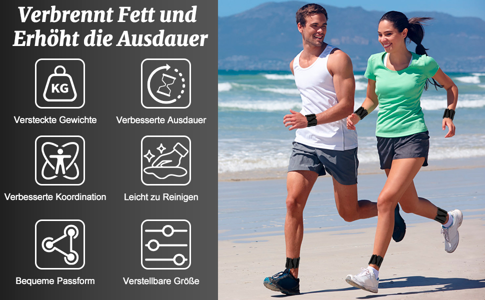 Набір манжет для збільшення ваги 2 шт. (0,46 кг кожна), регульовані ваги для зап'ястя, фітнес-браслети з вагою, ваги для ніг для танців, балету, пілатесу, кардіо, аеробіки, ходьби, зелений (чорний)