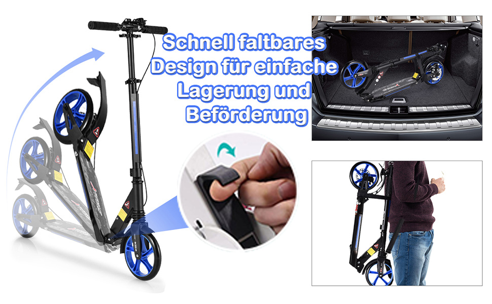 COSTWAY Розкладний електросамокат з дзвіночком та підніжкою, регульована висота керма, для дітей та дорослих (блакитний)