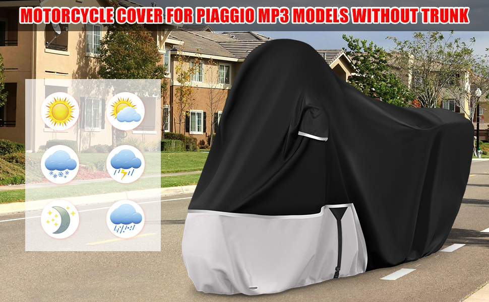 Водонепроникний чохол для мотоцикла Piaggio Vespa GTV GTS GT60/125/200/250/300 (з багажником) та MP3, 420D Oxford, водонепроникний