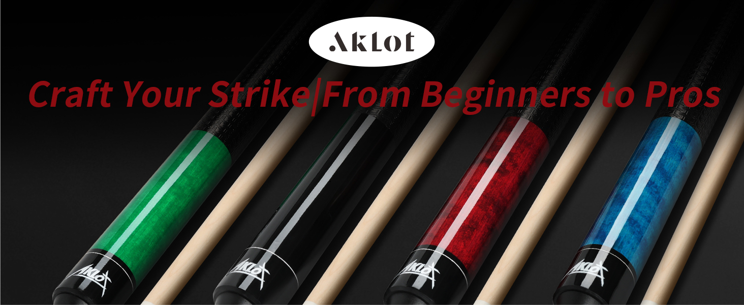 AKLOT Більярдний кий 58' (18oz-21oz) - канадський клен, шкіряна насадка 13mm, 3D ручка, прецизійне з'єднання, для гравців (Бордовий, 570g)