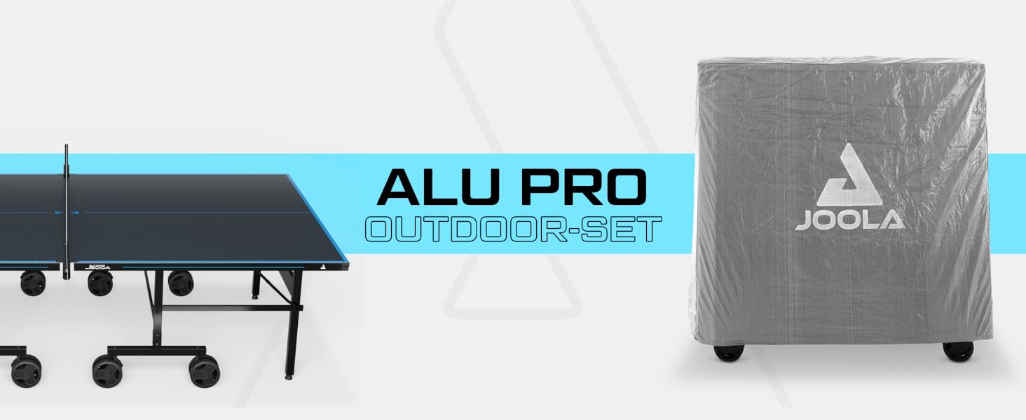 Стіл для настільного тенісу JOOLA Pro Outdoor - професійний, вологостійкий, з алюмінієво-пластиковою поверхнею 6 мм та складним підсвільником, сітка ALU PRO Single в комплекті