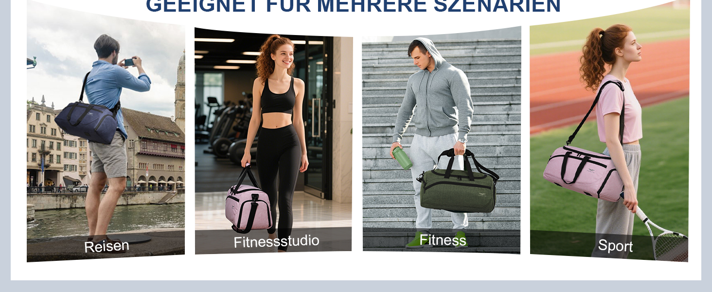 Спортивна та дорожня сумка FIORETTO 35L з відділенням для взуття та мокрих речей, водонепроникна, для тренувань, спортзалу, подорожей, плавання, сауни, футболу, фіолетовий