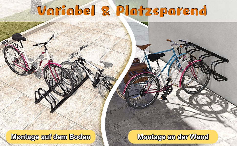 Підставка для велосипедів Froadp на 4 велосипеда, для шини 30-65 мм, гальванізована сталь, монтаж на підлозі та стіні, чорний колір