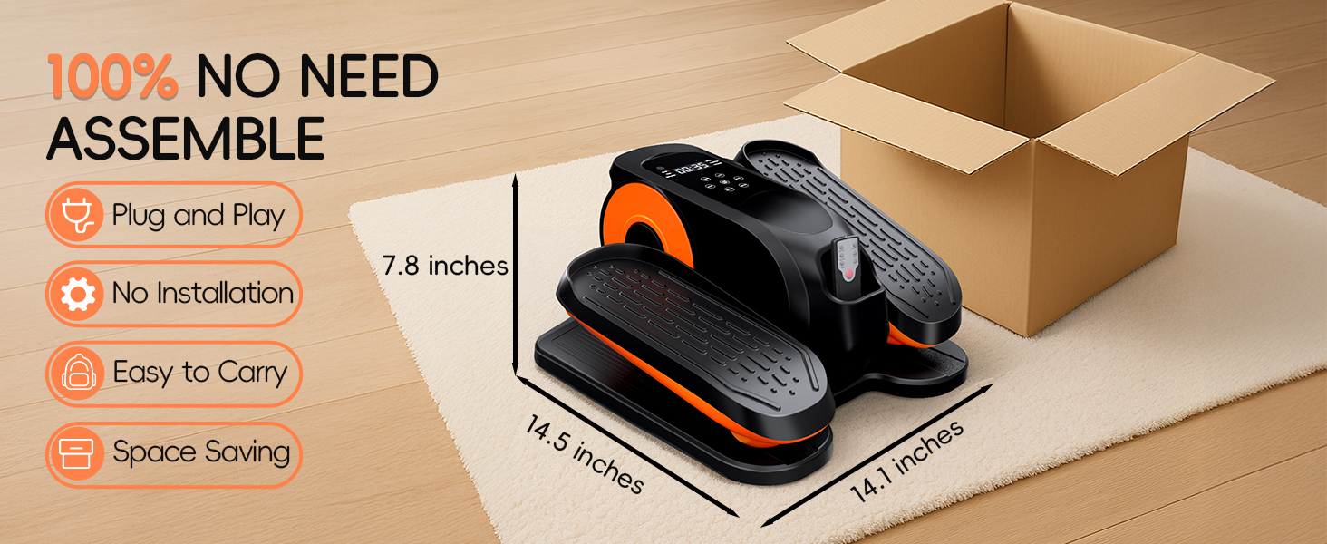 Morelax Mini Ellipsentrainer: компактний електричний тренажер для дому з пульт дистанційного керування, дисплеєм та неслизьким покриттям. Чорний колір