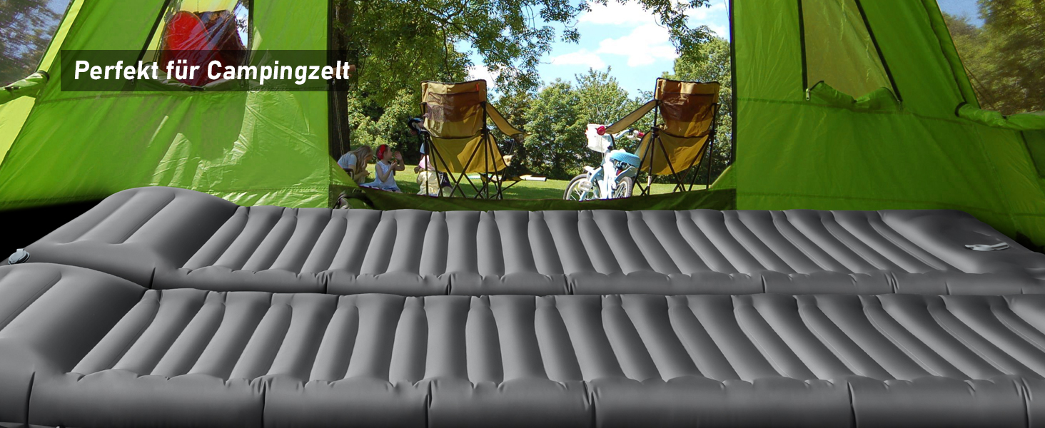 Isomatte Camping 12 см: Надувний килимок для кемпінгу з компактним розміром та насосом, ультралегкий, водонепроникний, анти-ріпстоп для походів та пляжу (сірий)