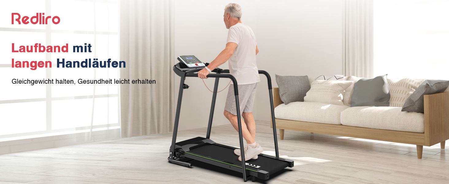 Redliro: тренажер для рівноваги з подовженим поручнем, складний, з підставкою для телефону та чашки, LCD-дисплей, вантажопідйомність 136 кг