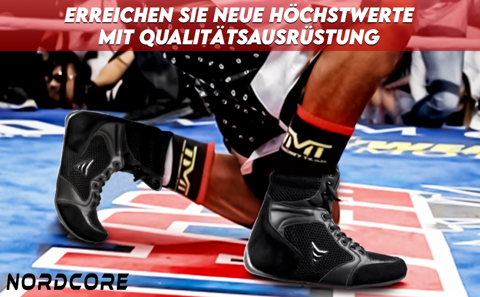 Боксерські кросівки Nordcore Mat Ace - Легкі кросівки для бойових мистецтв та важкої атлетики - для чоловіків та жінок, 39 EU, Чорний
