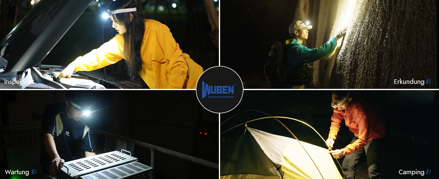 Налобний ліхтар WUBEN H4 LED, акумуляторний, 800 люмен, 10 режимів роботи з червоним світлом, колір Khaki