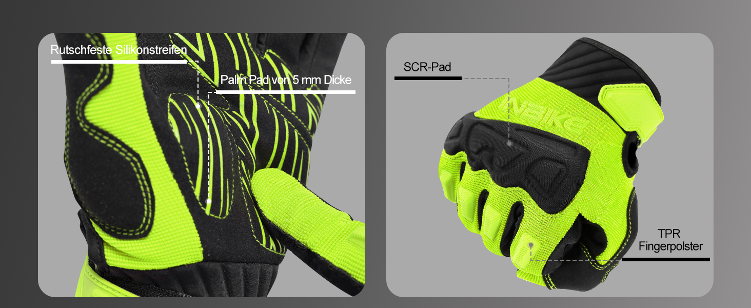 Рукавички INBIKE для MTB, Motocross: повний захист, TPR накладки на пальці, SCR-Pad, чорний, розмір M