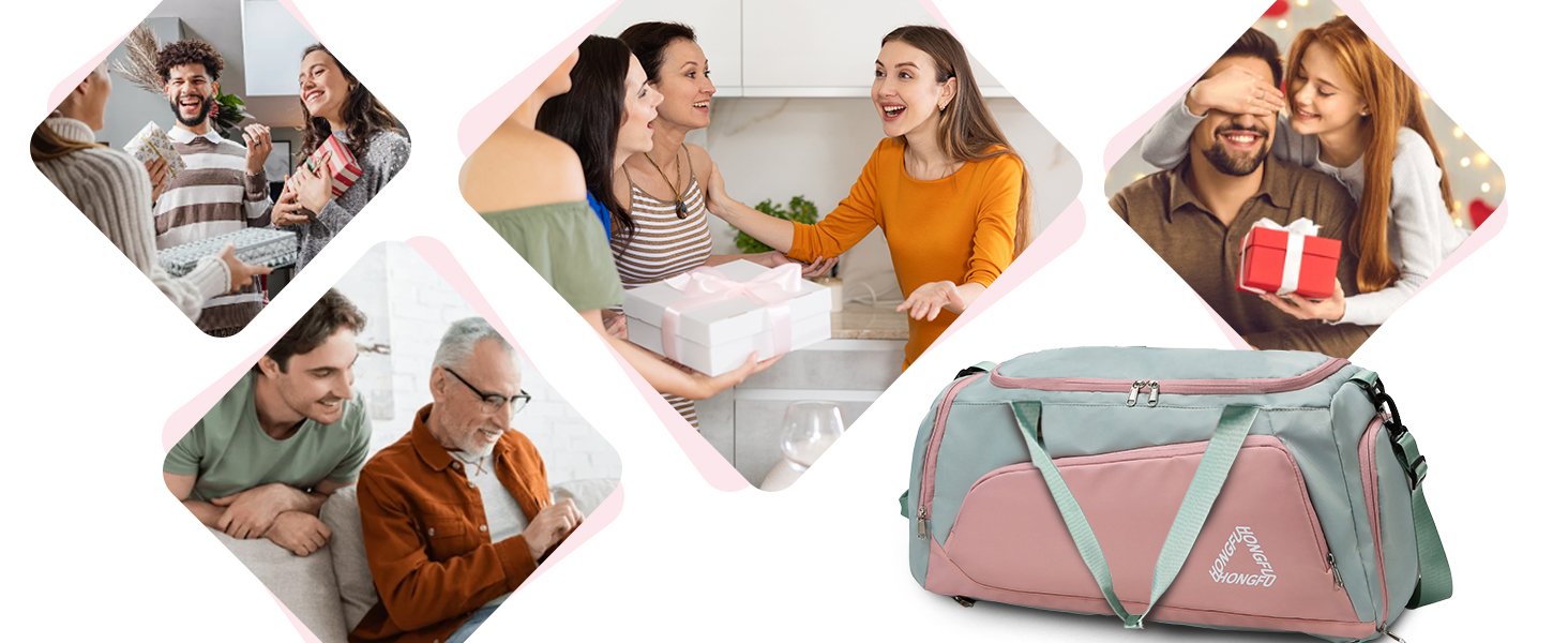 Спортивна сумка для жінок 45L з відділенням для взуття, мокрою сумкою, водонепроникна, для подорожей, спортзалу, басейну. Сумка-рюкзак для фітнесу, спорту, подорожей. Зелена/Рожева.