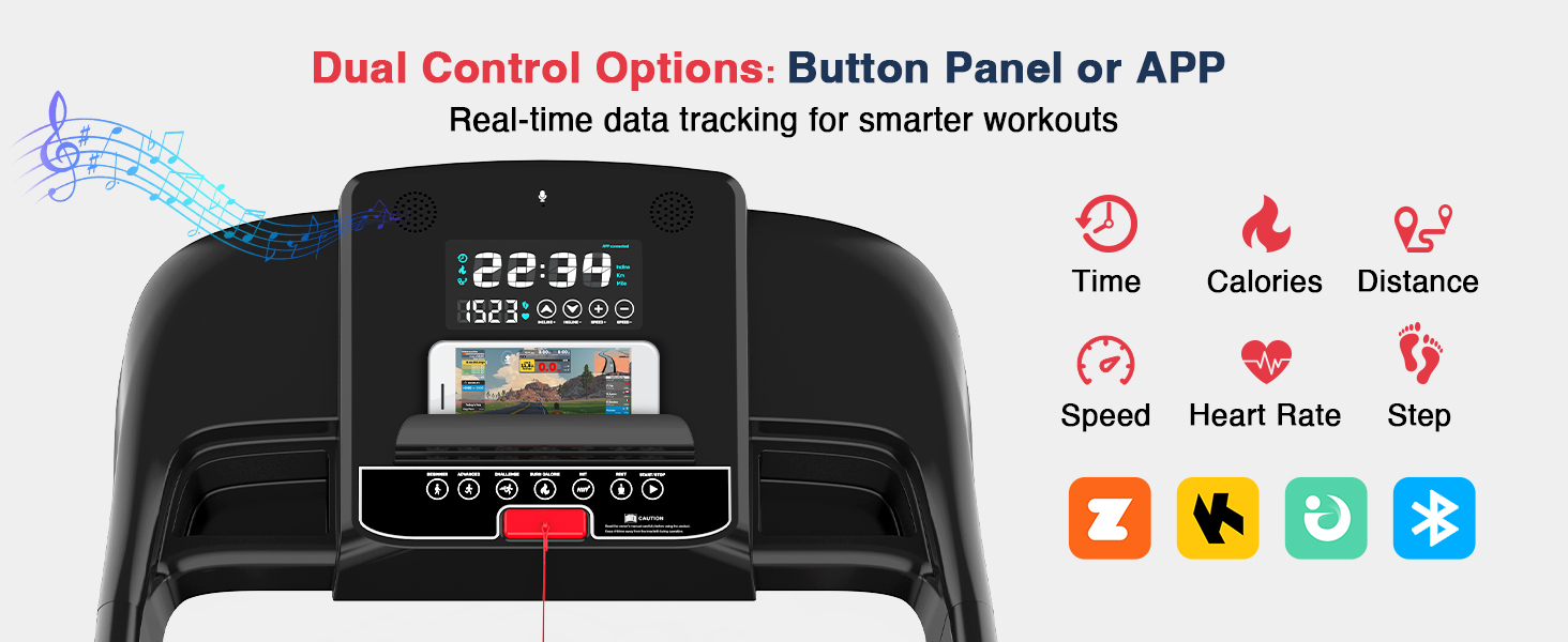 Біговий тренажер Redliro з автоматичним нахилом 15% - складний, до 160 кг, з регульованим поручнем та Bluetooth, для дому