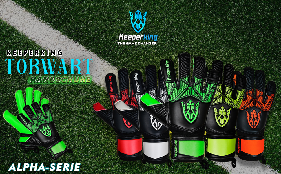 Футбольні воротарські рукавички Keeperking для дітей, підлітків та дорослих. Без захисту пальців, 4 мм латекс, довга долоня, унісекс, чорний.