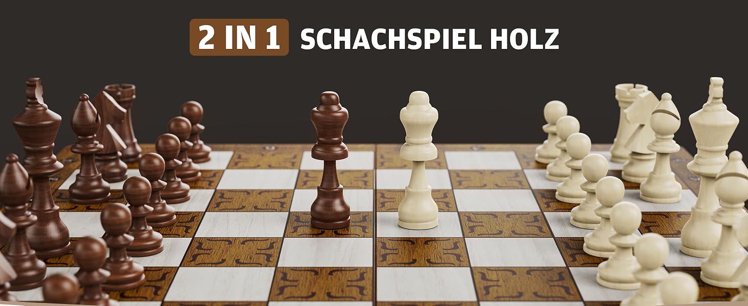 Магнітний набір для шахів 2в1, дерев'яна складана шахівниця 39x39 см, преміум-якість, 32 фігури та 2 додаткові ферзі, для дорослих і дітей