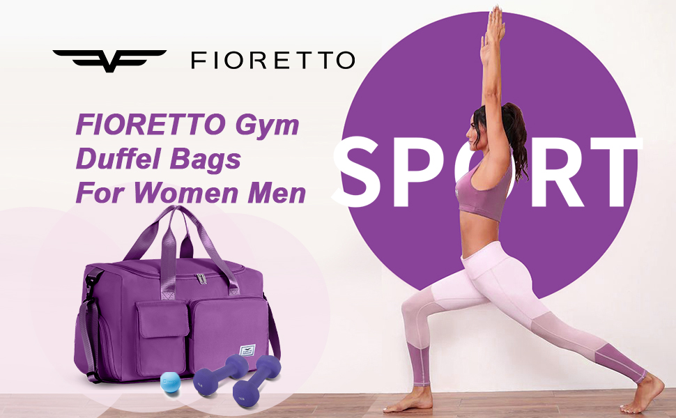 Жіноча спортивна сумка FIORETTO 35 л, складана дорожня сумка з відділенням для взуття та вологих речей, водовідштовхувальна сумка для подорожей, тренувань і залу, ручна поклажа, для жінок і чоловіків, колір виноградний пурпур