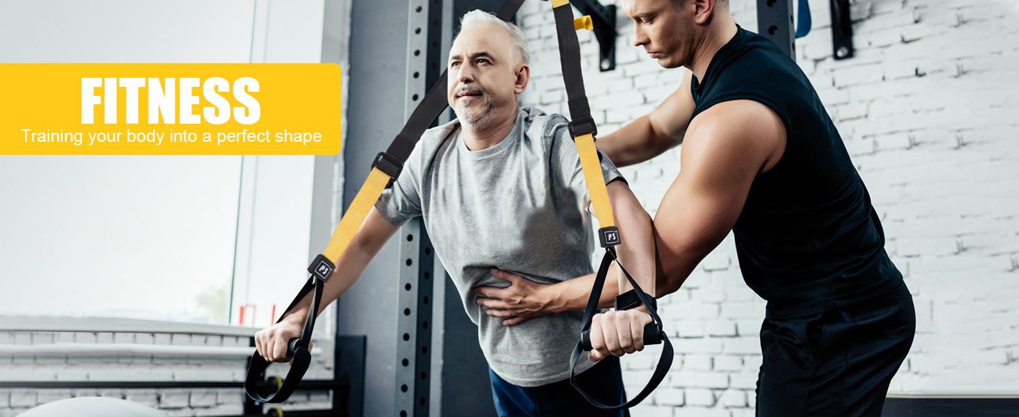 Слінг-тренажер для комплексних тренувань вдома - повний комплект з сумкою та інструкцією, жовтий