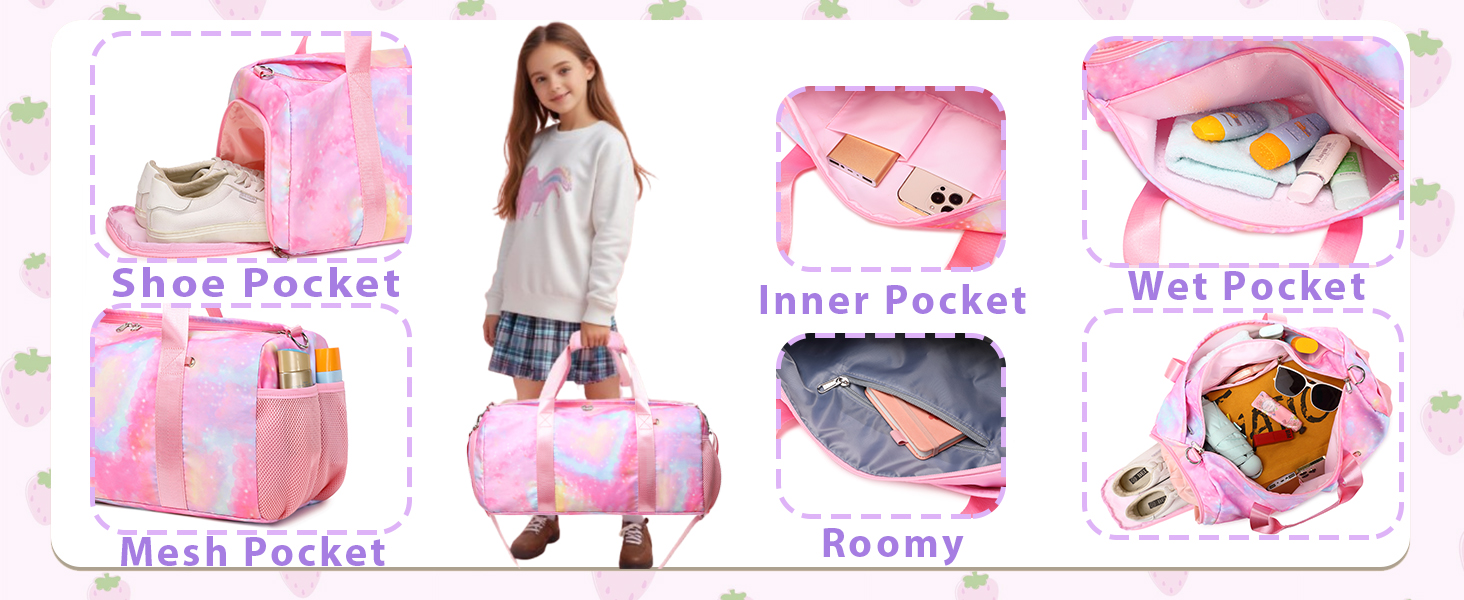 Дитяча спортивна сумка для дівчаток чорна — універсальна сумка для подорожей, тренувань, басейну та сауни з окремим відділенням для взуття