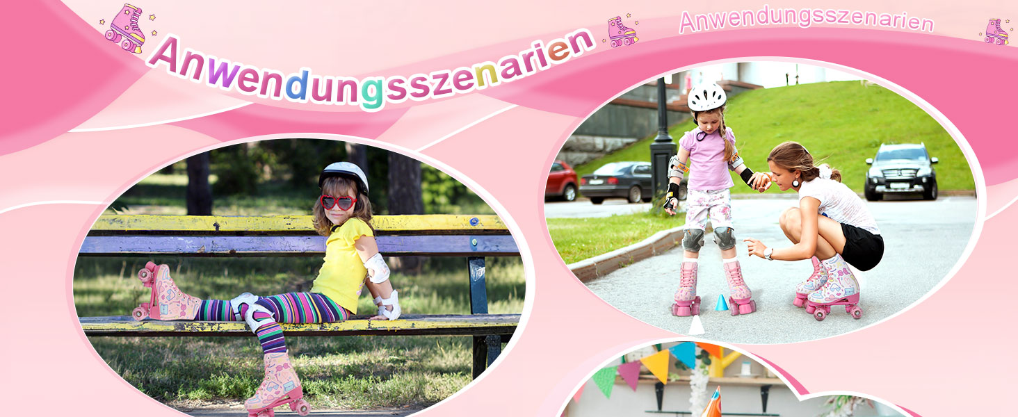 Роликові ковзани XUDREZ з підсвічуванням для дітей та дорослих, рожевий принт, Quad-Skates, регульовані, для дівчаток, дам та початківців, розмір 34