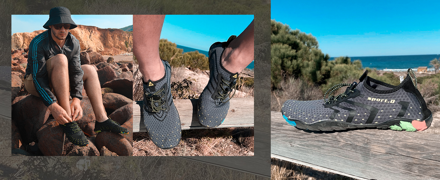 Чоботи для плавання, аквашузи, шкарпетки для серфінгу та плавання від SAGUARO для жінок, чоловіків та дітей, розмір 35-48 (смугасті, чорні, 42 EU)