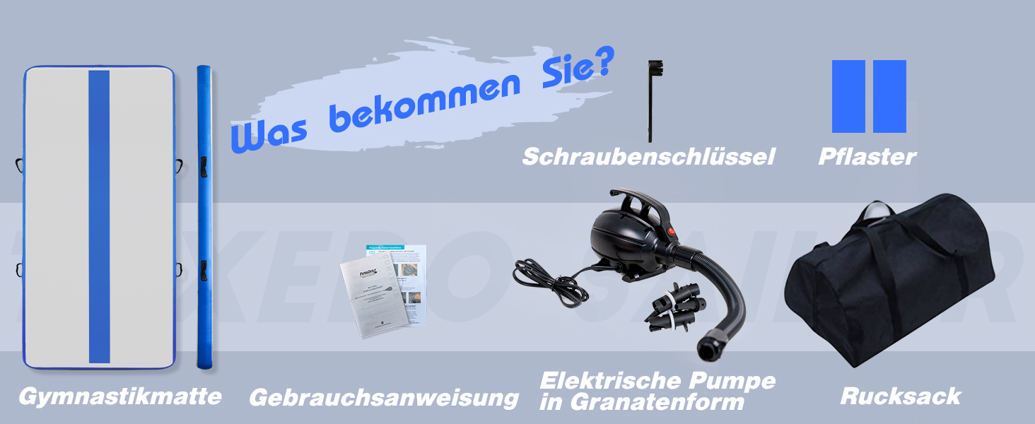 Надувний килимок для гімнастики Tuxedo Airtrack Mat 2M/3M/4M, 10 см, з електропомпою, для дому/залу/черепліки/йоги