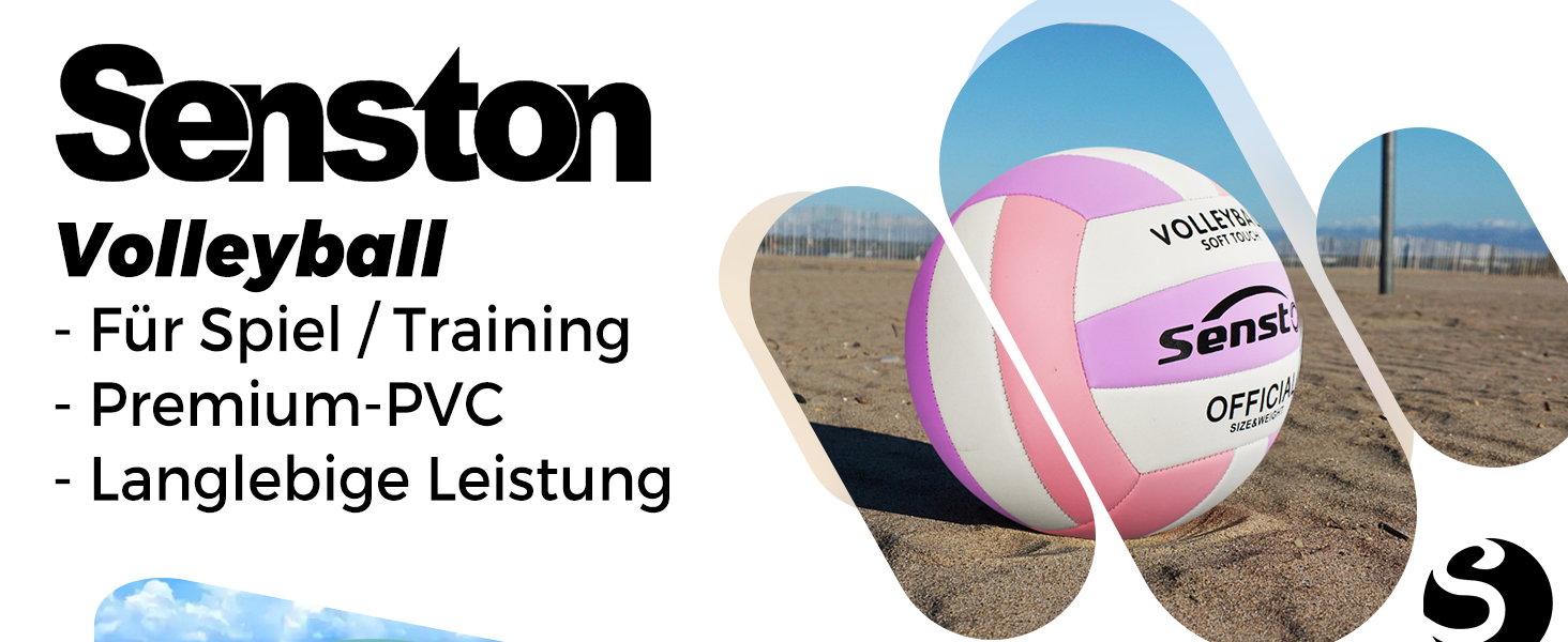 Волейбольний м'яч Senston, розмір 5, вологостійкий, з помпою, для пляжу та басейну, Mauve