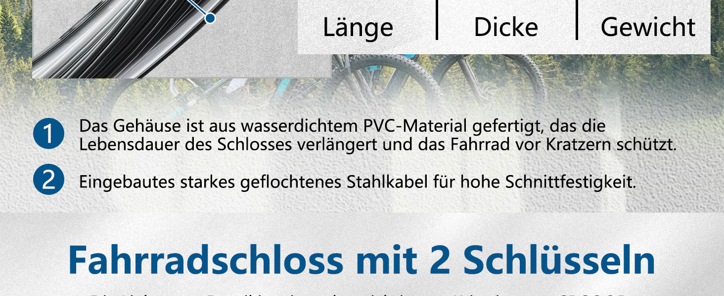 Надійне велосипедне замкове тросик 120 см, 12 мм, чорний. Захист від крадіжки для велосипеда, триколісного велосипеда, мотоцикла, скутера. 2 ключі, високий рівень безпеки.