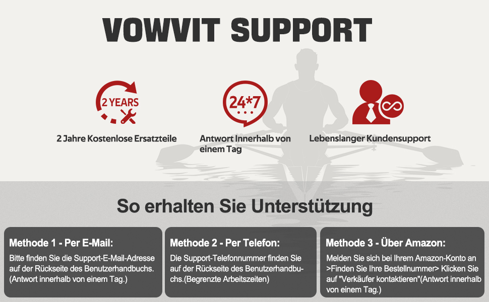 Гребний тренажер VOWVIT для дому, Водні гребні тренажери з монітором Bluetooth і тримачем для планшета, Водний гребний тренажер, сумісний з додатком Kinomap, легка збірка, максимальна висота користувача 210 см (чорний)