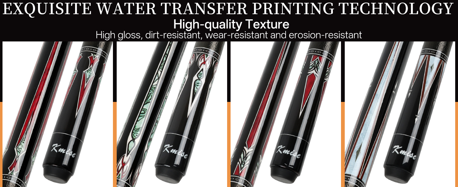 Більярдний кий Kmise Queue-Set 18-21oz з канадського акації, покращений хват, 4 кольори, з крейдою та рукавичкою