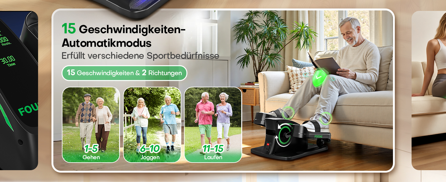 Еліптичний тренажер під стіл, компактний електричний велотренажер для ніг, 15 рівнів швидкості, тихий, для літніх людей