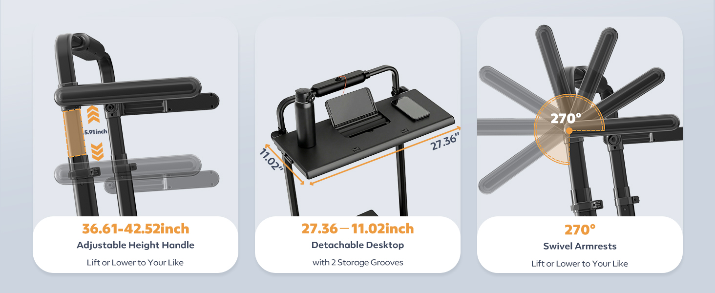 Бігова доріжка Walking Pad 6-в-1 з нахилом 3–15%, регульованою ручкою та столом, швидкість 1–12 км/год, 8-точкова амортизація, LED-дисплей, пульт ДК, до 130 кг