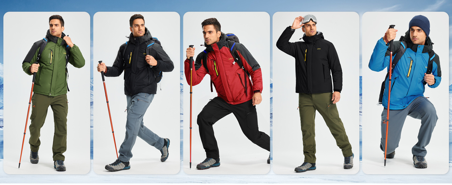 Зимова куртка Libin для чоловіків: тепла, водонепроникна, дихаюча, для катання на сноуборді та туризму. Чорний колір, розмір L