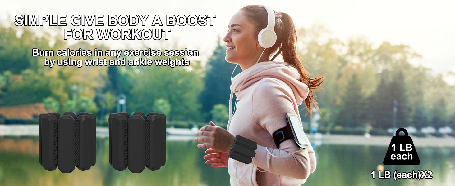 Набір манжет для збільшення ваги, 2 шт. (по 0.45 кг) - для йоги, бігу, силових тренувань, чоловіки та жінки