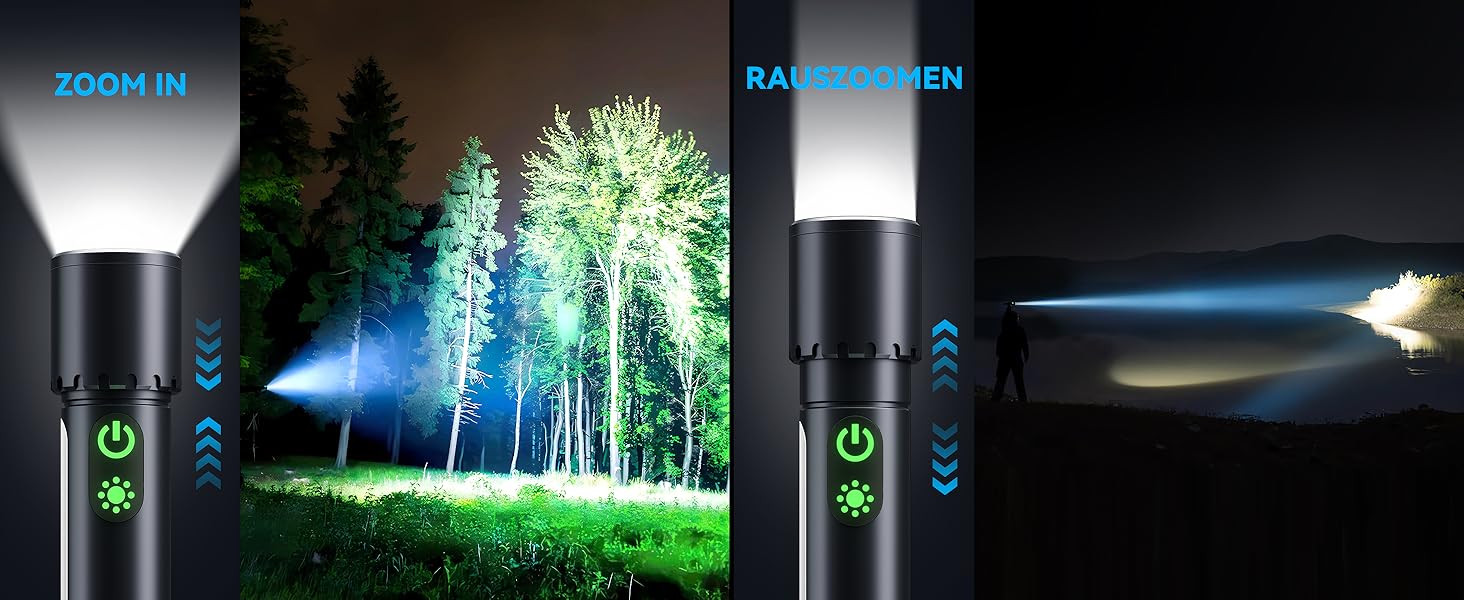 Потужний ліхтарик Abosi XHP90.2: 500000 люмен, 9 режимів, Zoom, IPX7, для кемпінгу та надзвичайних ситуацій