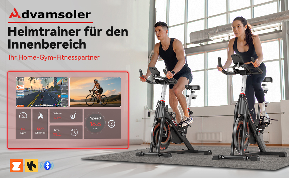 Велотренажер для дому Advamsoler з LCD-монітором та тримачем для планшету. Безшумний ергометр для кардіотренувань до 160 кг. Чорний/Червоний з додатком